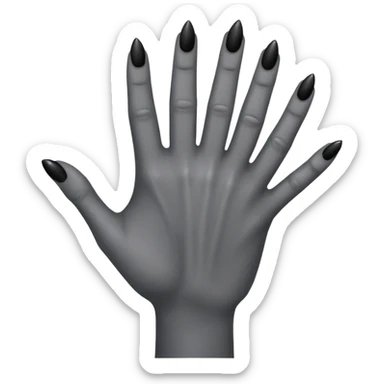 front of a grey colored arm and 5 fingered hand reaching out with black nails sticker