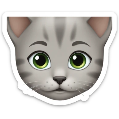 blue eyes grey kitten hugging brown short hair green eyes woman sticker