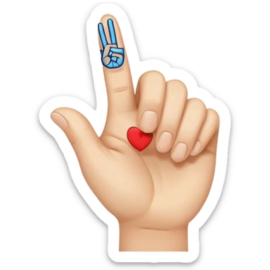 Peace sign with the index finger crossing over the middle finger sticker
