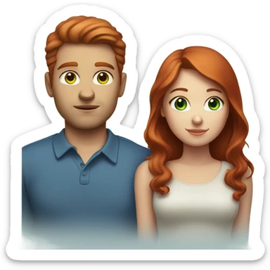Red hair girl with green eyes girlfriend with brunette man with big blue eyes boyfriend sticker