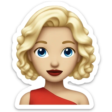 blonde girl with styling blue eyes red lips in red sticker