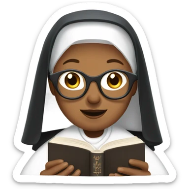 Large old nun reading the holy Bible scriptures  sticker