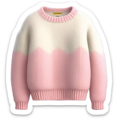 Pink and White cropped oversize wool sweater, isolated sticker