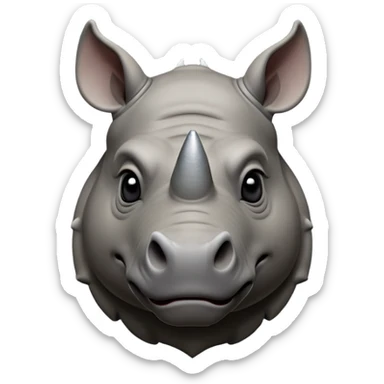 cinematic-noble-rhinoceros-portrait-emoji,-poised,-with-a-massive,-powerful-build-and-a-thick,-hide-of-slate-gray,-deep-set-soulful-piercing-eyes,-simplified-yet-sharp-and-sophisticated-features,-highly-detailed, with large black eyes, szoomed out showing houlders sticker