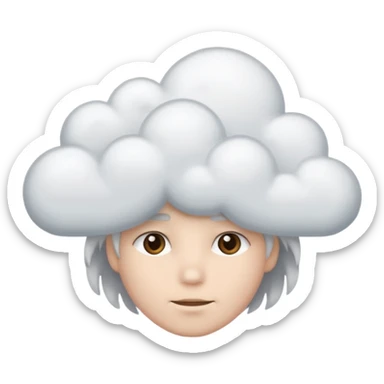 zoned out face with clouds floating around its head sticker