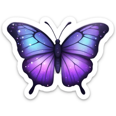 sparkly starry Pastel purple-gradient nebula galaxy butterfly sticker
