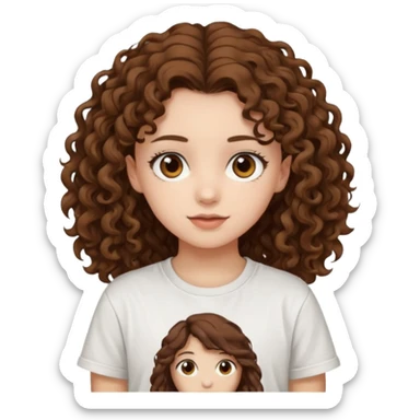 Brown eyes, long curly brown hair straykids t-shirt girl sticker