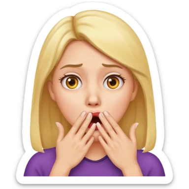 scared woman with her hand on mouth, emoji style, even more details sticker