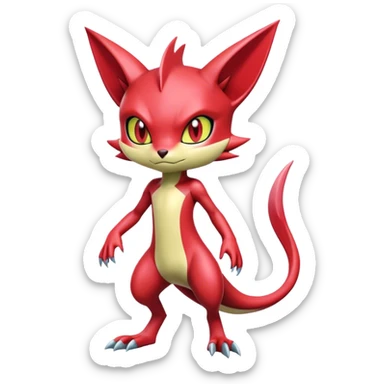 Cute Cool Edgy Shiny Futuristic Ethereal Legendary Digimon-Sneasel-Scizor-hybrid full body sticker