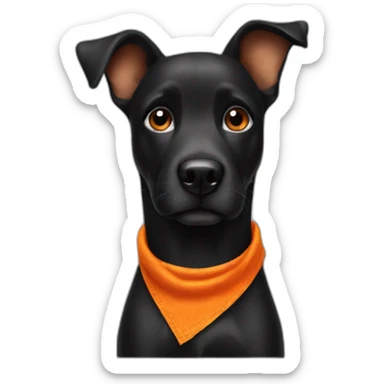 black dog with orange bandana around neck sticker