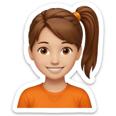 brown hair girl with pony tail and orange shirt sticker