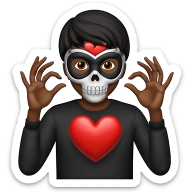 Emoji combination 💀 and 🫶🏿 sticker
