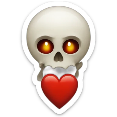 Un cœur rouge avec une tête de mort dedant sticker