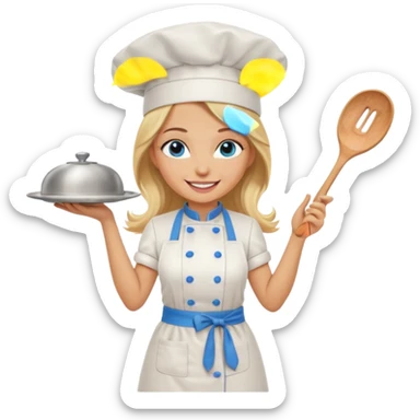 Full body 
Sexy Long Blonde hair blue eyed female chef sticker