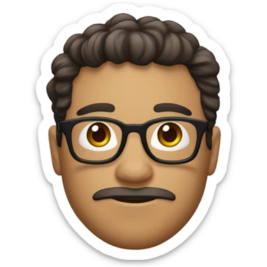 chico con cabello crespo castaño claro, piel morena, ojos azules, y que use lentes sticker
