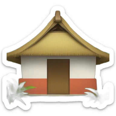 a Chinese-style hut with a thatched roof sticker