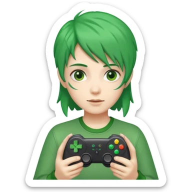 colored green hair gamer game pad controller sticker