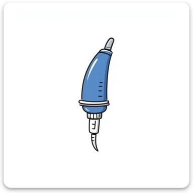 Hand-drawn blue VO2 max mouthpiece with breathing valve and measurement tube sticker