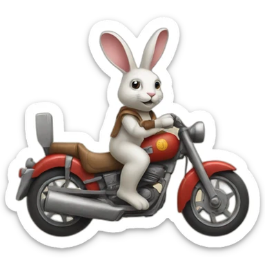 Archaeological rabbit with a motorbike and had sticker