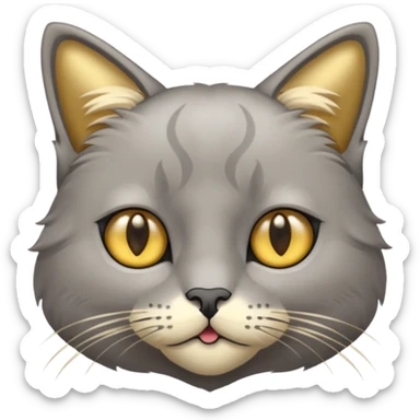 graue fluffige katze brittisch lang haar graue nase süß sticker