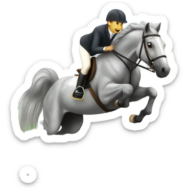 Grey dapple horse jumping over a jump  sticker