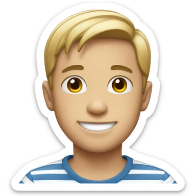 smiling boy in striped shirt sticker