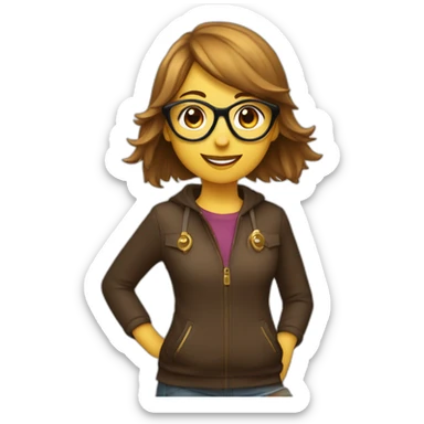 Fille qui dance avec une queue de cheval marron et des lunette doré sticker