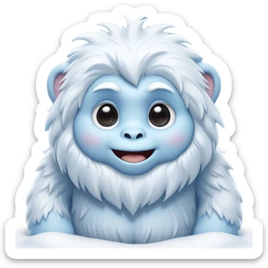 Cinematic Cute Yeti Portrait Emoji, with a charming, small, fluffy form in soft snowy whites and cool blues, featuring big, innocent eyes and a shy, gentle smile, simplified yet irresistibly endearing, highly detailed with a soft glowing outline that captures the whimsical charm of a friendly yeti ready for a cuddle! sticker
