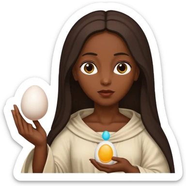 Black Mary Magdalen pointing to an egg sticker
