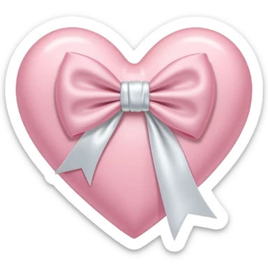 light pink heart with a white bow on it sticker
