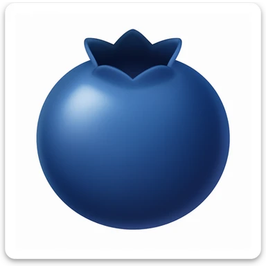 Create a blueberry emoji exactly like the reference image in iOS emoji style. Match the same shape, color, and details with a smooth and shiny appearance. Add a subtle highlight to the emoji. sticker