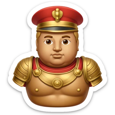 Cinematic Realistic Botero Bronze Roman fat Soldier Emoji. sticker