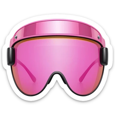 futuristic pink shield visor sunglasses, one-piece lens, Y2K style sticker