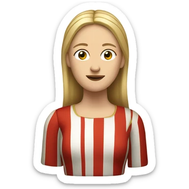 woman with blond hair 11th century, with vertical red striped tunic sticker