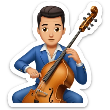 A rockabilly playing a double bass sticker