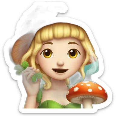 cute mushroom fairy smoking herbs sticker