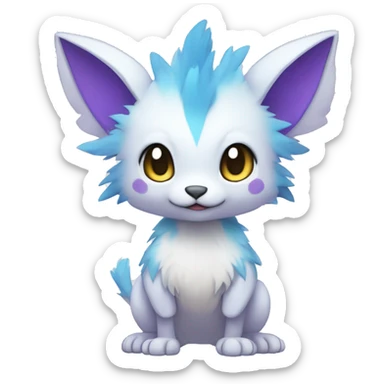 Cute cool white blue purple animal hybrid Fakemon full body sticker
