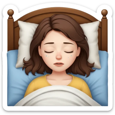 A woman lying in bed cannot fall asleep. She is really tired and exhausted sticker