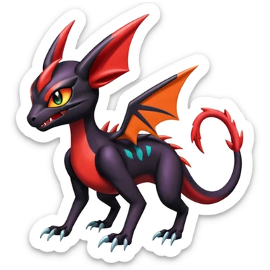 Colorful Cool Badass  Meloetta-Litten-Noivern-Salandit-Guilmon-Darkrai-Pokémon-Fakémon-fusion-hybrid-creature sticker