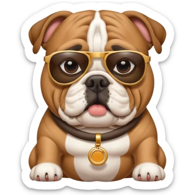 english bulldog tour guide with a whistle and sunglasses sticker