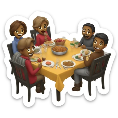 Family winter dinner sticker