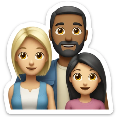 Puerto rican beard short black hair  husband with blond long hair wife and brown long hair daughter Family  sticker