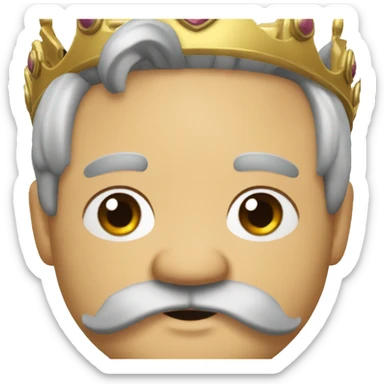 create a emoji of an old chubby man with black hair and black mustache and beard wearing a crown like a king sticker