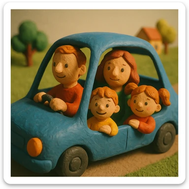 parents take their children home, family in a car driving home sticker