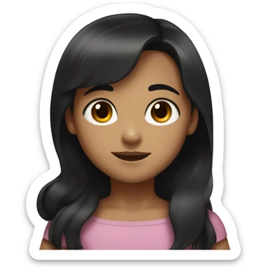 woman with shoulder length black hair and tan skin and dark eyes hugging a little girl with light skin and brown hair and light brown eyes sticker