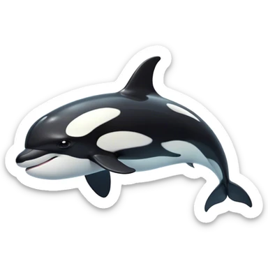 Cinematic Noble orca Portrait Emoji, Poised and majestic, with a sleek, streamlined black-and-white body, piercing intelligent eyes, and a powerful, commanding presence, Simplified yet sharp and sophisticated features, highly detailed, glowing with a soft oceanic radiance, high shine, intelligent and formidable, stylized with an air of deep-sea dominance, focused and alert, soft glowing outline, capturing the essence of an apex predator that appears ready to surge out of the waves with effortless authority! sticker