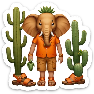Cary’s body with elephant head and no arms but cactus feet and wearing big brownish orange leather sandals called Lirili Larila sticker