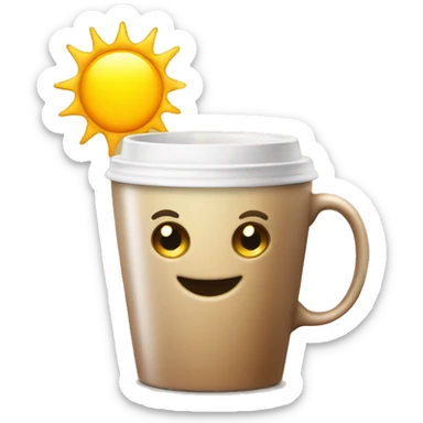 Good morning coffee cup sun sticker