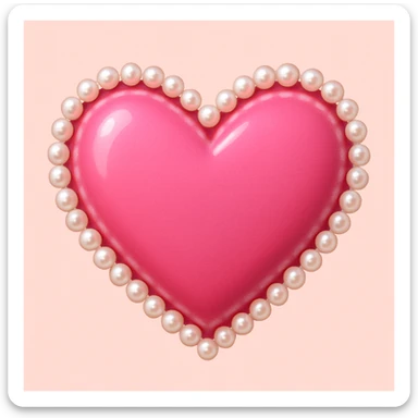 Create a pink heart with pearls in the style of emoji style. The heart should be pink and adorned with pearls, capturing the essence of emoji aesthetics. sticker