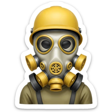 Skeleton wearing a gas mask sticker